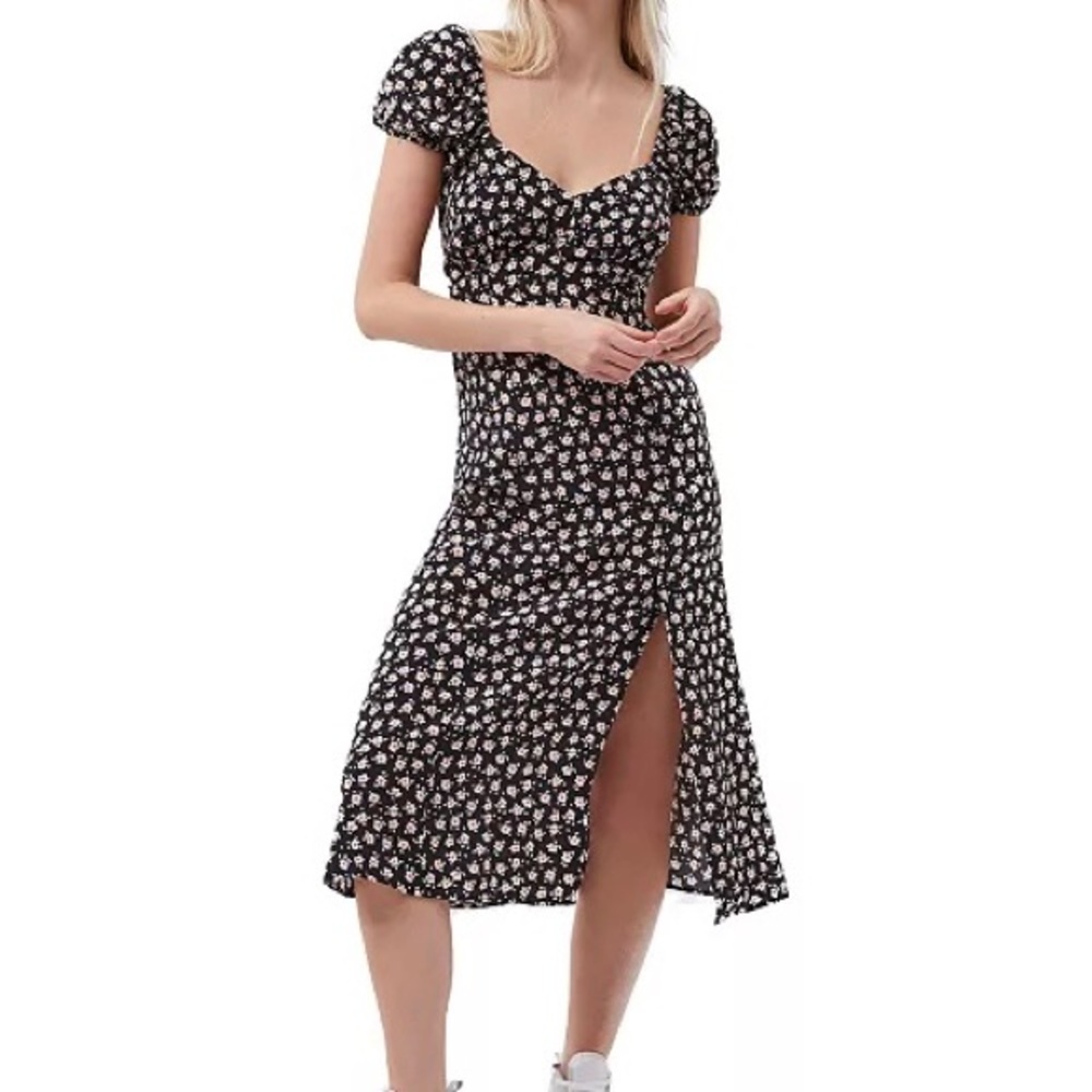 French Connection Aura Puff Sleeve Midi dress